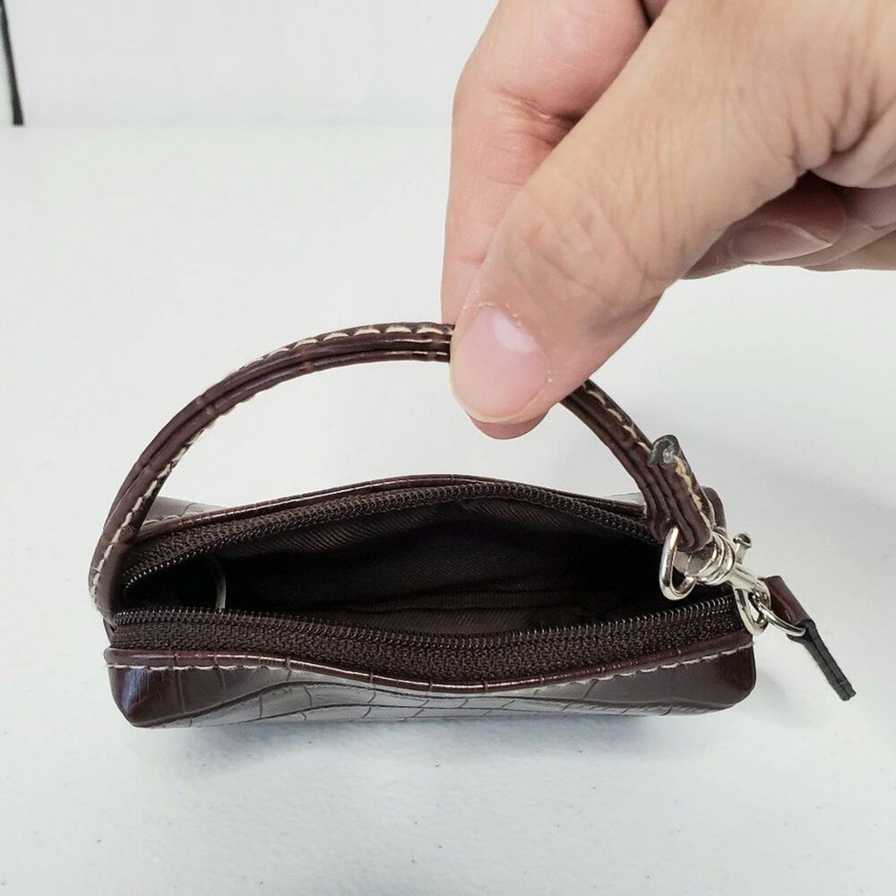 George Croc Embossed Faux Leather Zip Coin Pouch Wallet - Picture 5 of 9